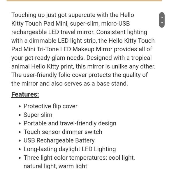 Impressions For Hello Kitty TouchPad Mini Tri-Tone LED Makeup Mirror - Picture 12 of 12